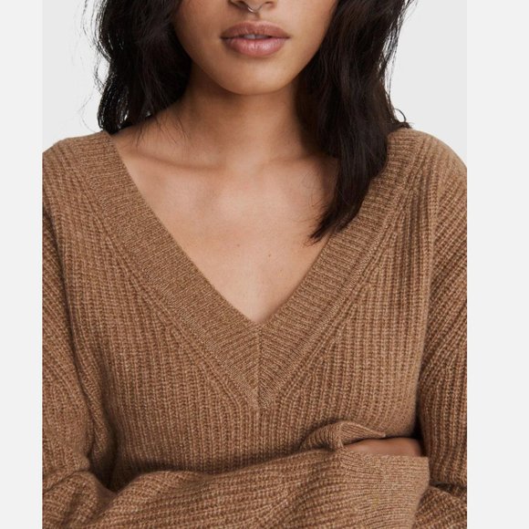 Rag & Bone Pierce Cashmere V Neck Sweater in Camel / Light Brown - Picture 2 of 7